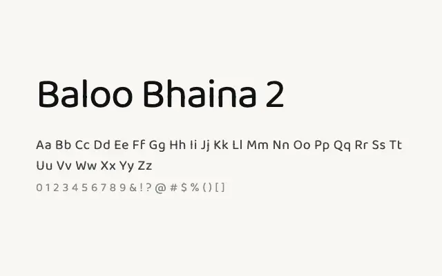 Baloo Bhaina 2 specimen from Google Fonts
