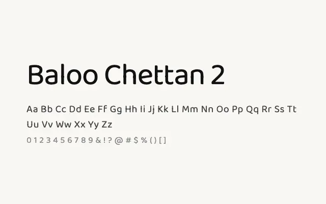 Baloo Chettan 2 specimen from Google Fonts