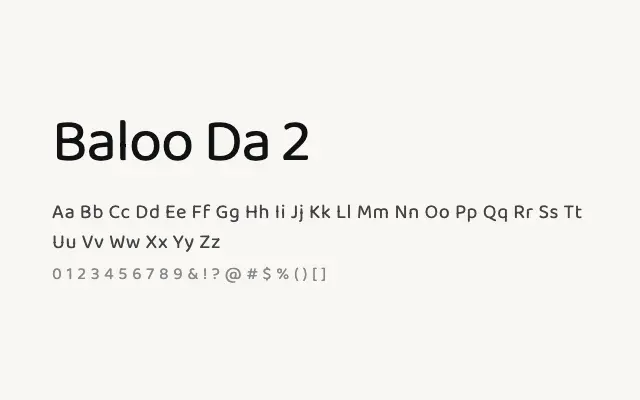 Baloo Da 2 specimen from Google Fonts