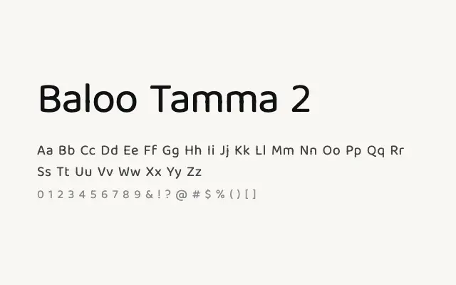 Baloo Tamma 2 specimen from Google Fonts