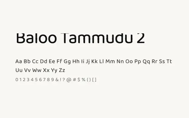 Baloo Tammudu 2 specimen from Google Fonts
