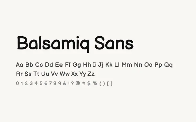 Balsamiq Sans specimen from Google Fonts
