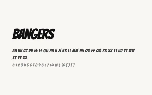 Bangers specimen from Google Fonts