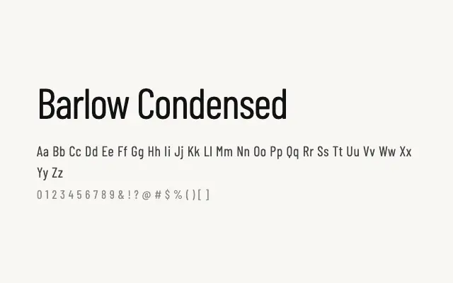 Barlow Condensed specimen from Google Fonts