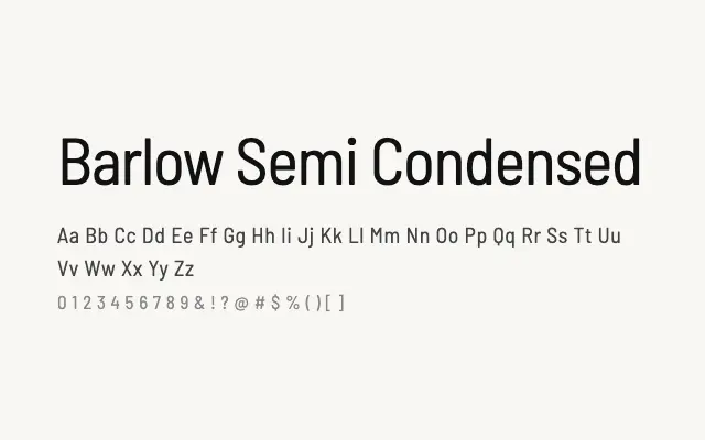 Barlow Semi Condensed specimen from Google Fonts