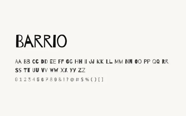 Barrio specimen from Google Fonts