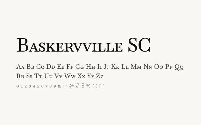 Baskervville SC specimen from Google Fonts