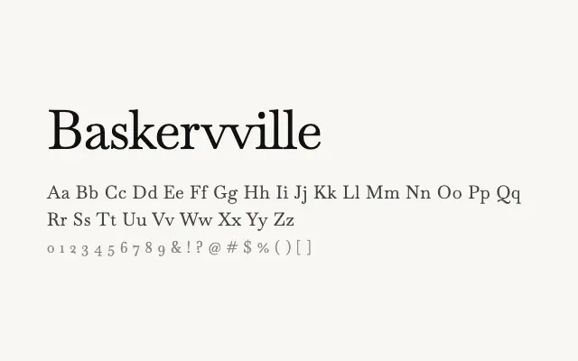 Baskervville specimen from Google Fonts