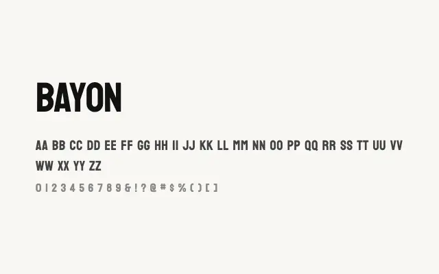 Bayon specimen from Google Fonts