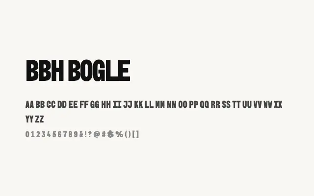 BBH Bogle specimen from Google Fonts