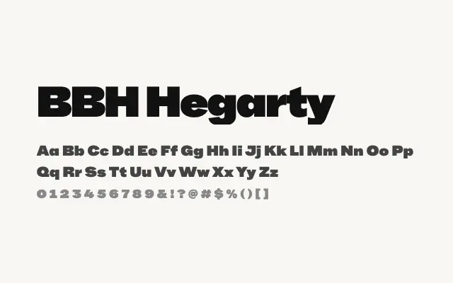 BBH Hegarty specimen from Google Fonts