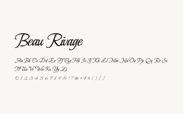 Beau Rivage specimen from Google Fonts