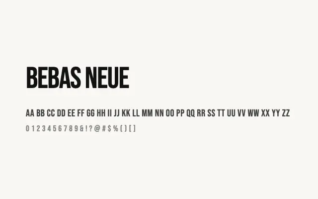 Bebas Neue specimen from Google Fonts