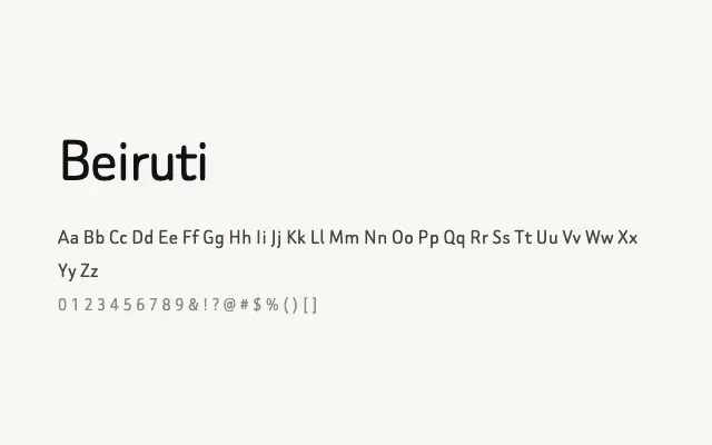 Beiruti specimen from Google Fonts
