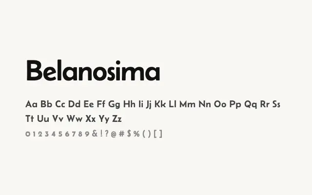 Belanosima specimen from Google Fonts