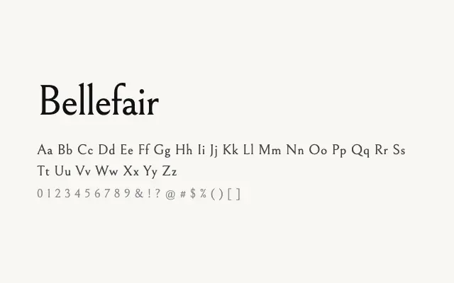 Bellefair specimen from Google Fonts