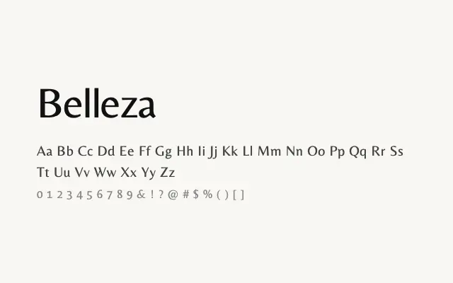 Belleza specimen from Google Fonts