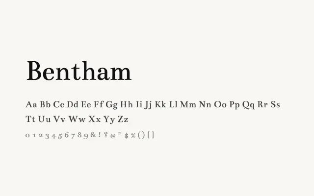 Bentham specimen from Google Fonts