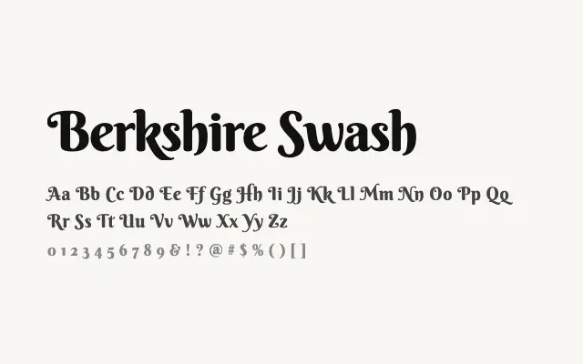 Berkshire Swash specimen from Google Fonts