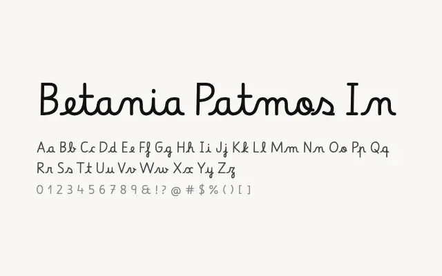 Betania Patmos In specimen from Google Fonts