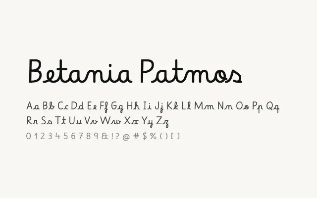 Betania Patmos specimen from Google Fonts