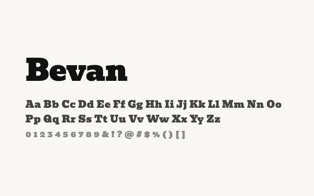 Bevan specimen from Google Fonts