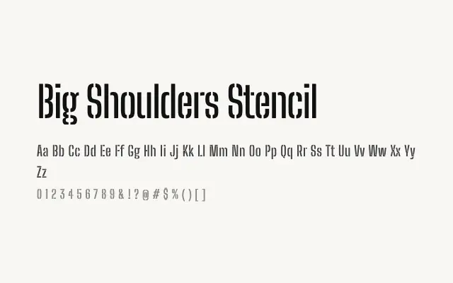 Big Shoulders Stencil specimen from Google Fonts
