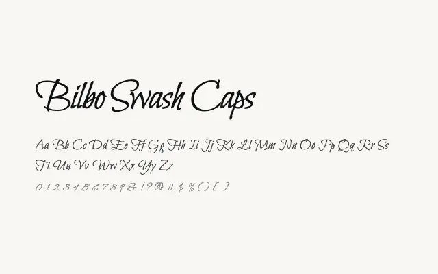 Bilbo Swash Caps specimen from Google Fonts
