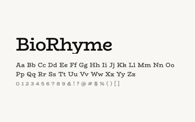 BioRhyme specimen from Google Fonts
