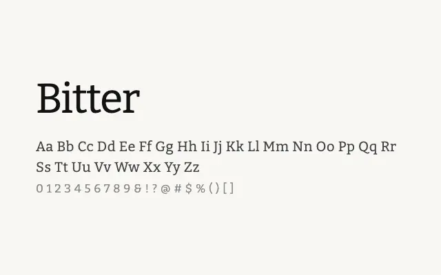 Bitter specimen from Google Fonts