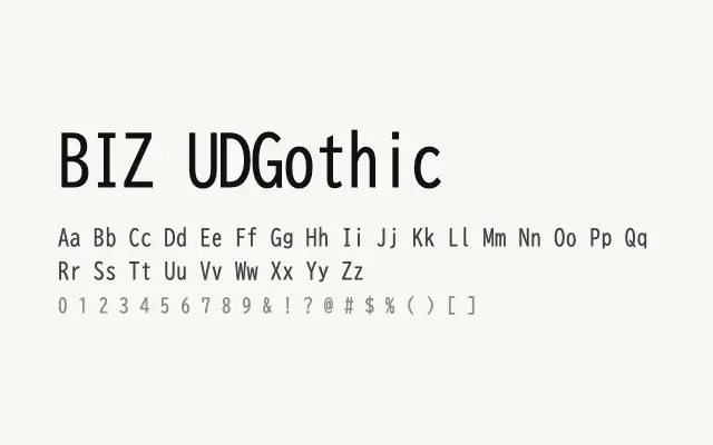 BIZ UDGothic specimen from Google Fonts