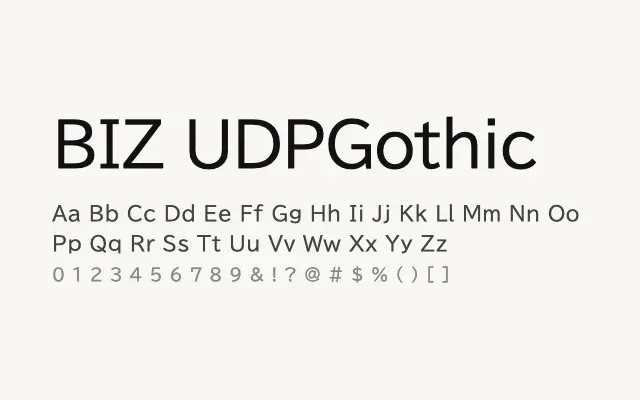 BIZ UDPGothic specimen from Google Fonts