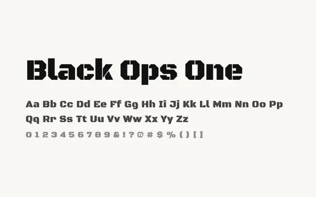 Black Ops One specimen from Google Fonts