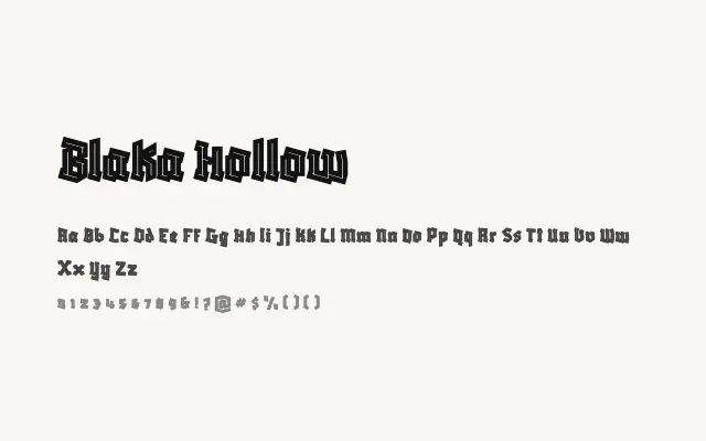 Blaka Hollow specimen from Google Fonts