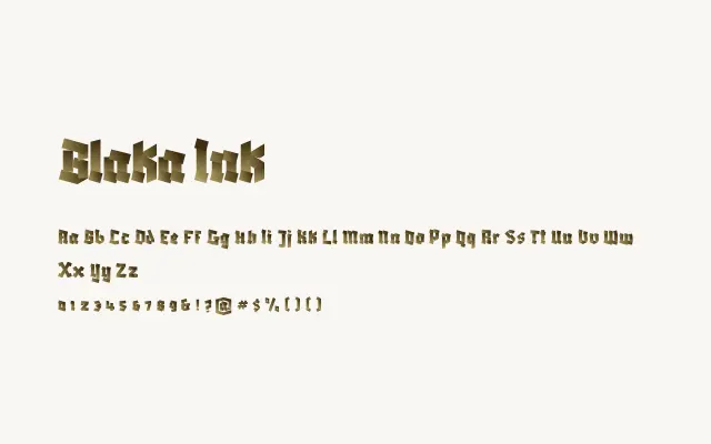 Blaka Ink specimen from Google Fonts