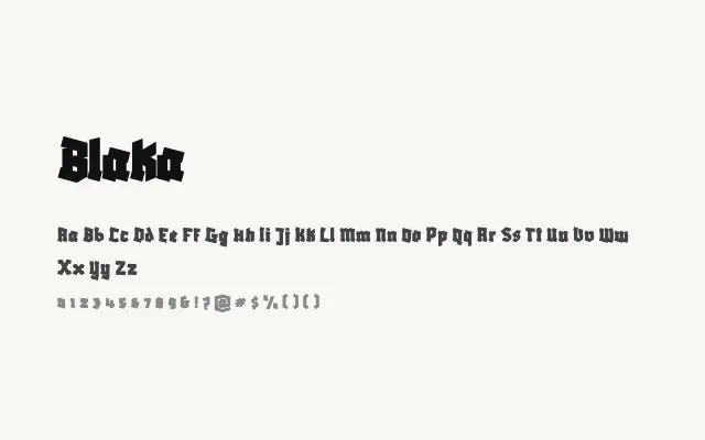 Blaka specimen from Google Fonts