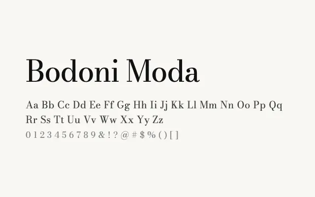Bodoni Moda specimen from Google Fonts