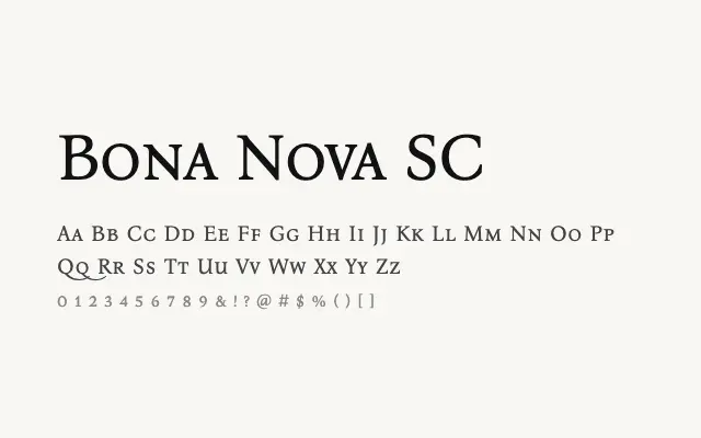 Bona Nova SC specimen from Google Fonts