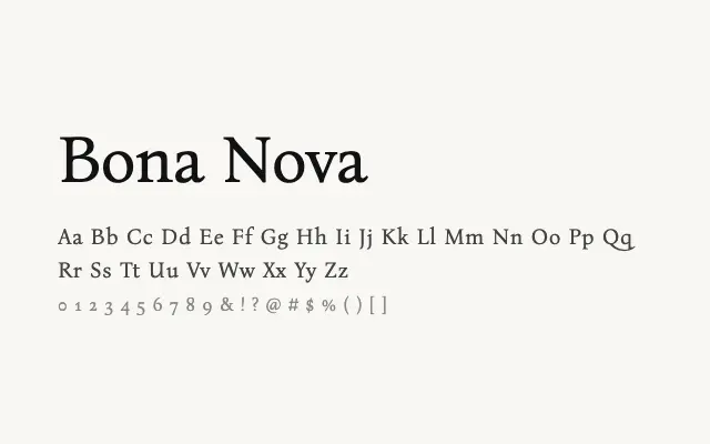 Bona Nova specimen from Google Fonts