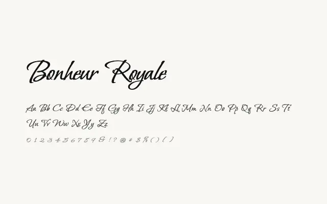 Bonheur Royale specimen from Google Fonts