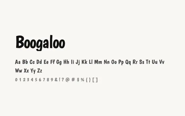 Boogaloo specimen from Google Fonts