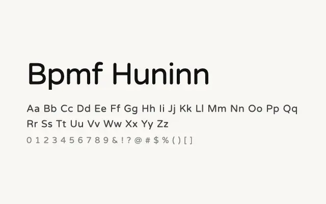 Bpmf Huninn specimen from Google Fonts