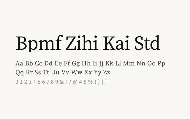Bpmf Zihi Kai Std specimen from Google Fonts