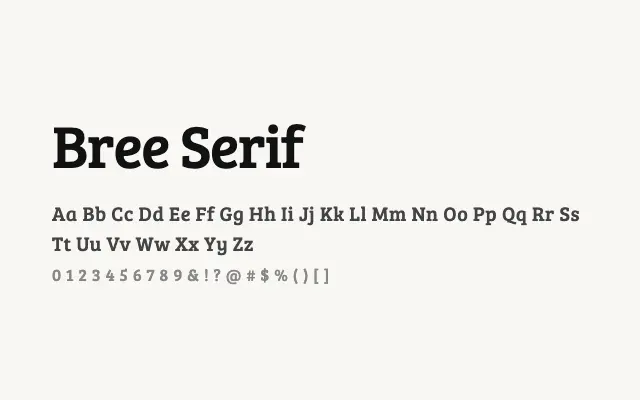 Bree Serif specimen from Google Fonts
