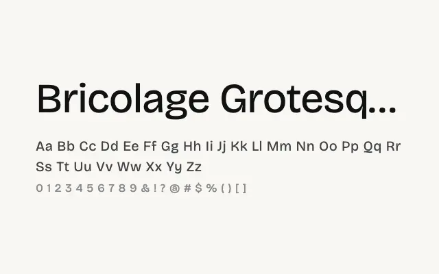 Bricolage Grotesque specimen from Google Fonts
