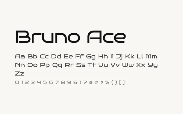 Bruno Ace specimen from Google Fonts