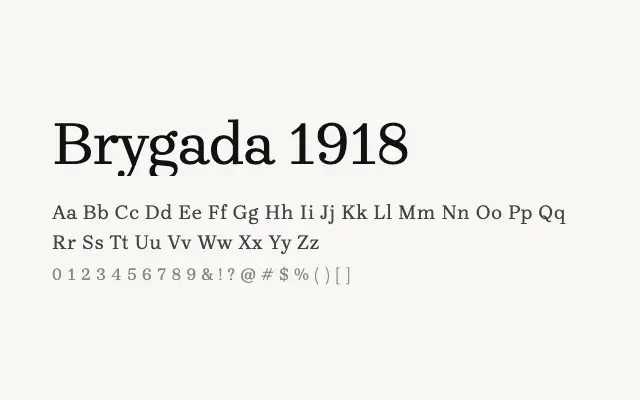 Brygada 1918 specimen from Google Fonts