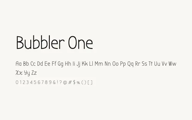 Bubbler One specimen from Google Fonts