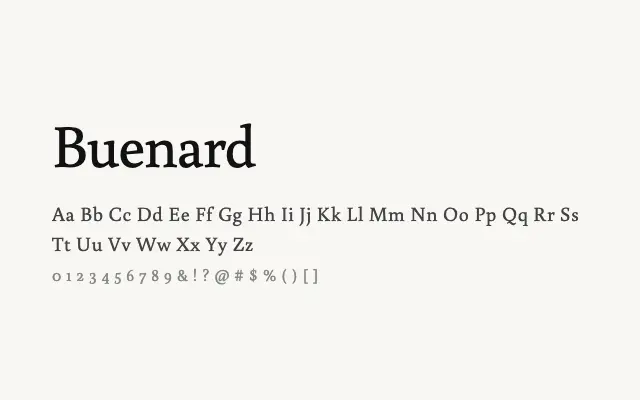 Buenard specimen from Google Fonts
