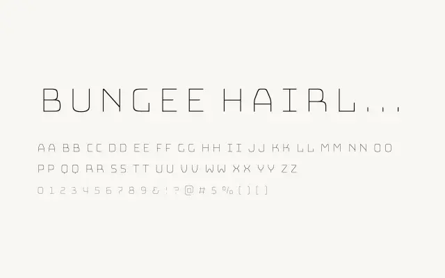 Bungee Hairline specimen from Google Fonts